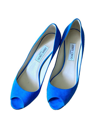 Neu. Jimmy Choo Peeptoe Pumps Blau Blue 42