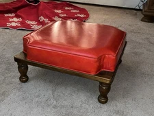 Vintage MCM Ethan Allen (?) Stacking Foot Stool BRIGHT RED Ottoman ~ VERY NICE!