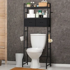 Black Over The Toilet Storage Cabinet, Over Toilet Bathroom Organizer Freesta...