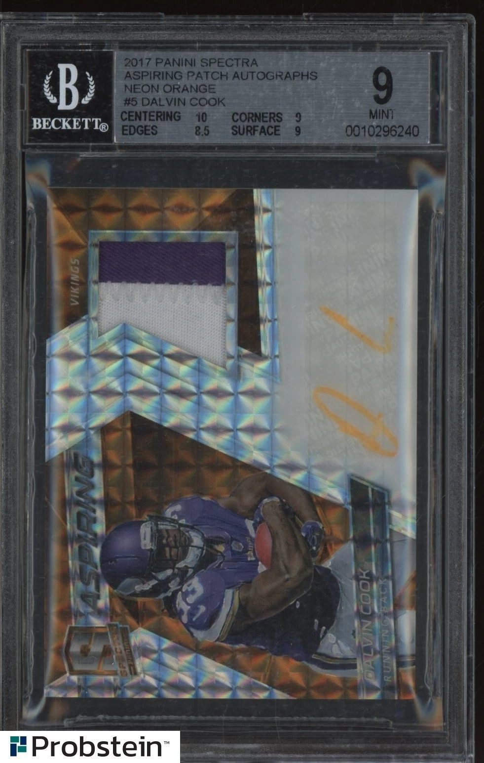 Dalvin Cook Panini Spectra Aspiring Patch Autograph #APADC Neon Pink
