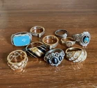 Vintage Signed Ring Lot of 10 Costume Jewelry Rings Bundle