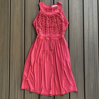Calvin Klein Pink Sleeveless Lace Bodice Dress Size 6 | eBay