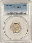 1925-D MERCURY DIME - PCGS AU-50, ORIGINAL LUSTER!