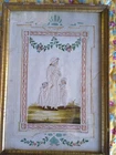 ANTIQUE C. 1840 PINPRICK  & WATERCOLOR PAINTING MOTHER & CHILDREN