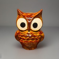 Vintage Vibe Hand Painted Ceramic Owl Coin Bank Piggy Bank Pottery Figure