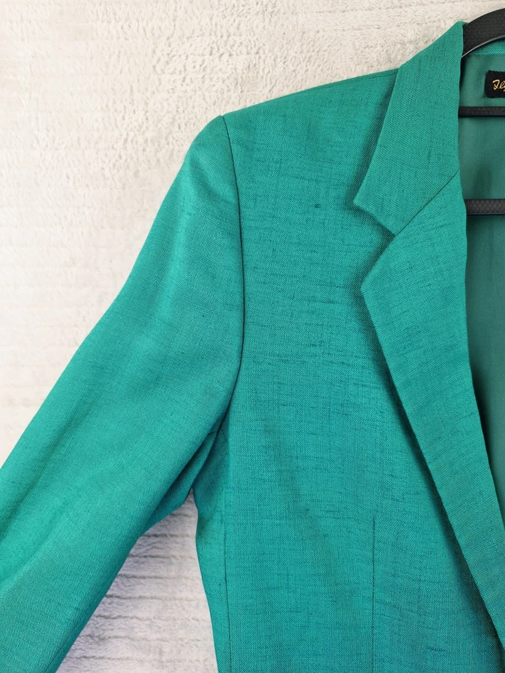 Vintage Fletcher Jones Australia Green Moygashel Linen Blend Skirt Suit Size 10 - Image 3 of 4