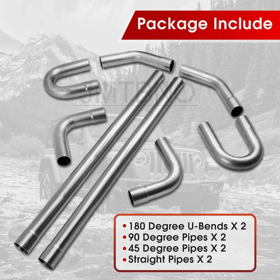 For Oldsmobile Cutlass 2.5" Straight Bend Custom Mandrel Exhaust Pipe Kit 8PCS - Image 3 of 4
