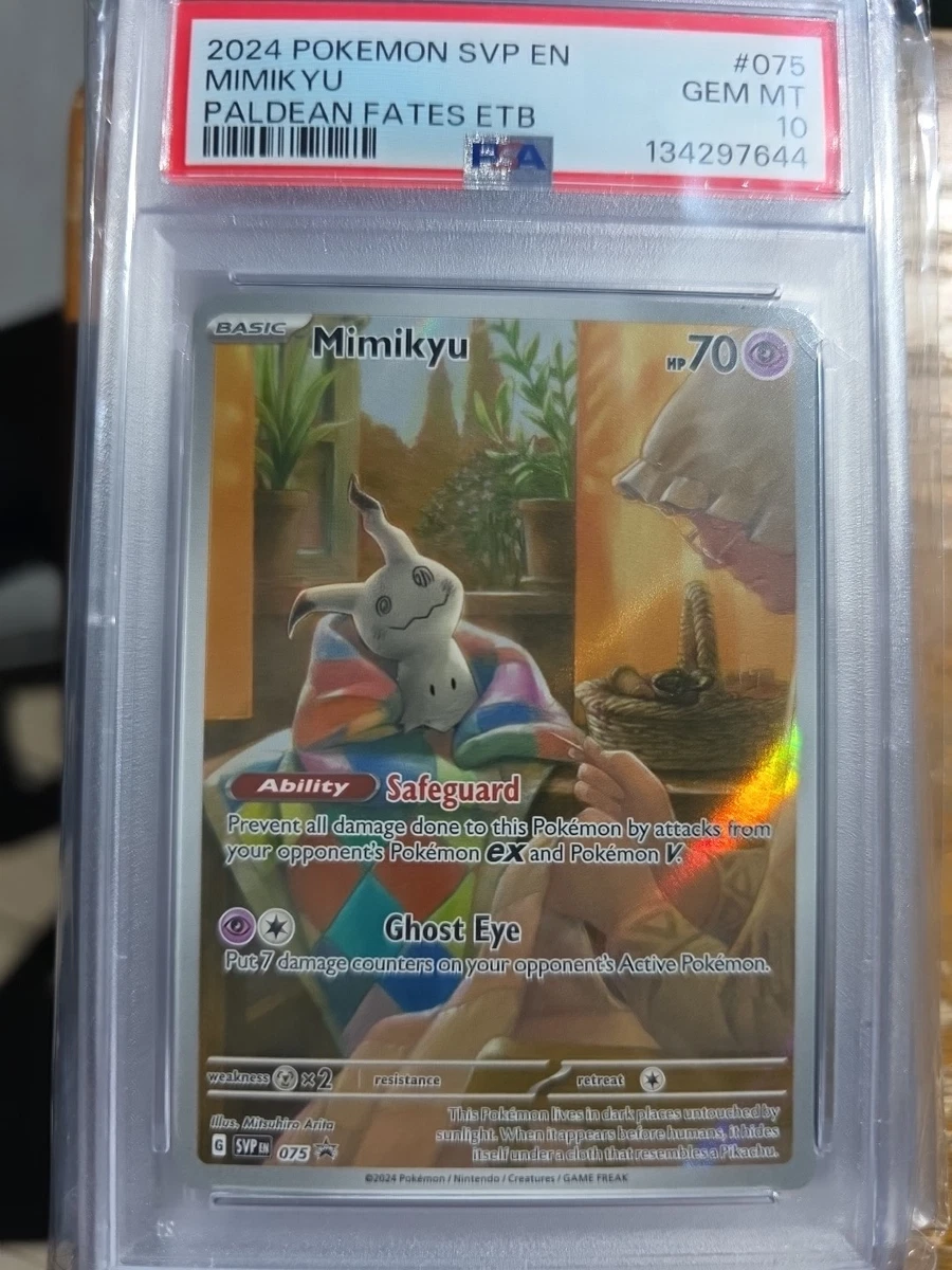 psa pokemon cards ebay 2024 Pokemon Svp En-Sv Black Star Promo 075 Mimikyu Paldean Fates ETB - PSA 10 main image 1