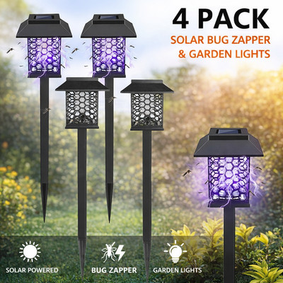 4 Pack Solar Bug Zapper Mosquito Fly Trap Killer Insect Repellent Lamp Outdoor