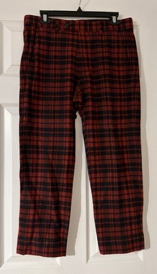 TODD SNYDER NY Men's 30 Red Black Plaid Tartan Dress Pants Italian Fabric USA