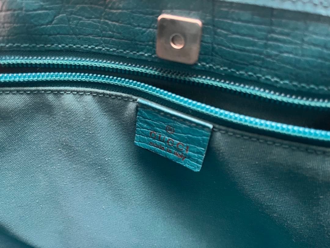 Gucci Tote Bag Blue Leather Women's Fashion Authentic Excellent Condition thumbnail 5