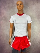 Vintage 70s Adidas Retro Suisse White Red Jersey Shorts Yugoslavia Size D5 M