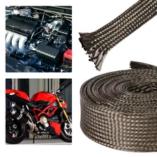 Titanium Fiberglass Heat Wrap Wire Shield Sleeve 3/5" ID X 10' Adjustable 15mm