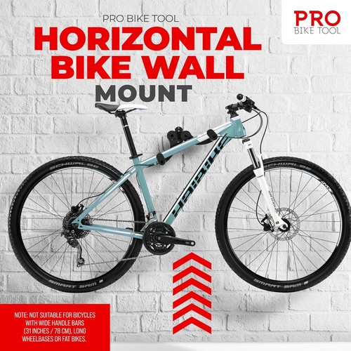 Pro Bike Tool Wall Mount - Horizontal Indoor Storage Rack for 1 Bicycle BLACK - Picture 7 of 7