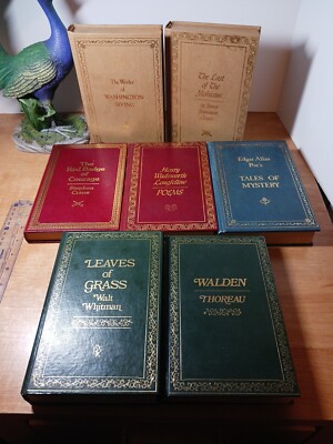 Vintage Lot Of 7 Longriver Press Classics Poe Walden Whitman Irving 1976 HC 