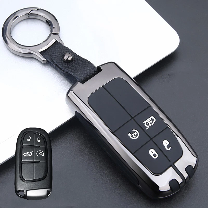 Zinc Alloy Silicone Car Key Fob Case Cover For Jeep Grand Cherokee For Dodge Ram - Image 3 of 4