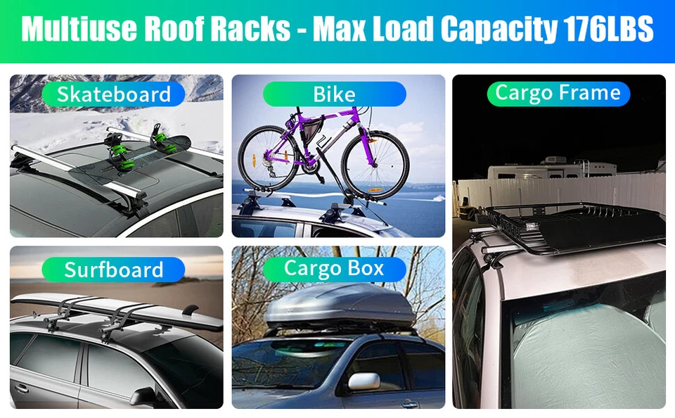 48" Car Silver Top Roof Rack Cross Bar Aluminum For Scion xB Base Wagon 4-Door Foto 4 de 4