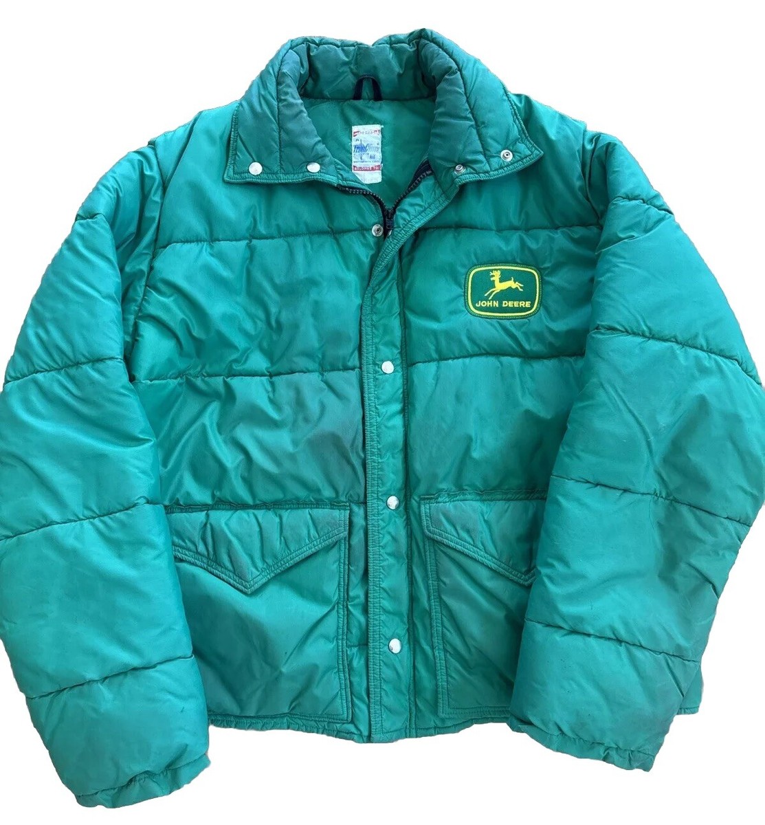 VTG John Deere Tractor Quilted Puffer Trucker Farm Work Jacket Coat Mens  Medium