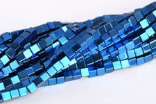 2MM Blue Hematite Cube Grade AAA Natural Gemstone Loose Beads 15.5"