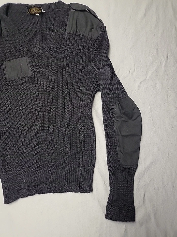 VTG Citadel 90s Wool Commando Sweater Black GREAT BRITAIN Made Men Small Alone  - Image 3 of 4