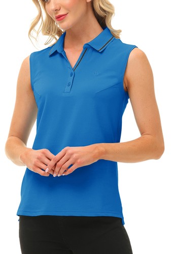 Women Button Golf Polo Gym Sleeveless Shirt T-shirt Casual Climbing Tennis Top - Picture 103 of 182