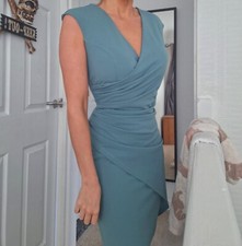 New size 10 12 green classy smart midi pencil plunge dress party evening formal