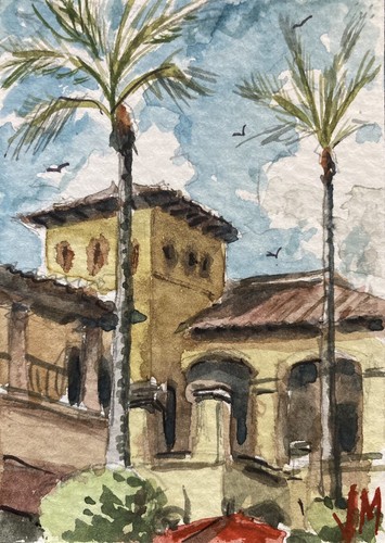 ACEO Original Watercolor Painting art 2.1/2" x 3.1/2” Palm Springs CA