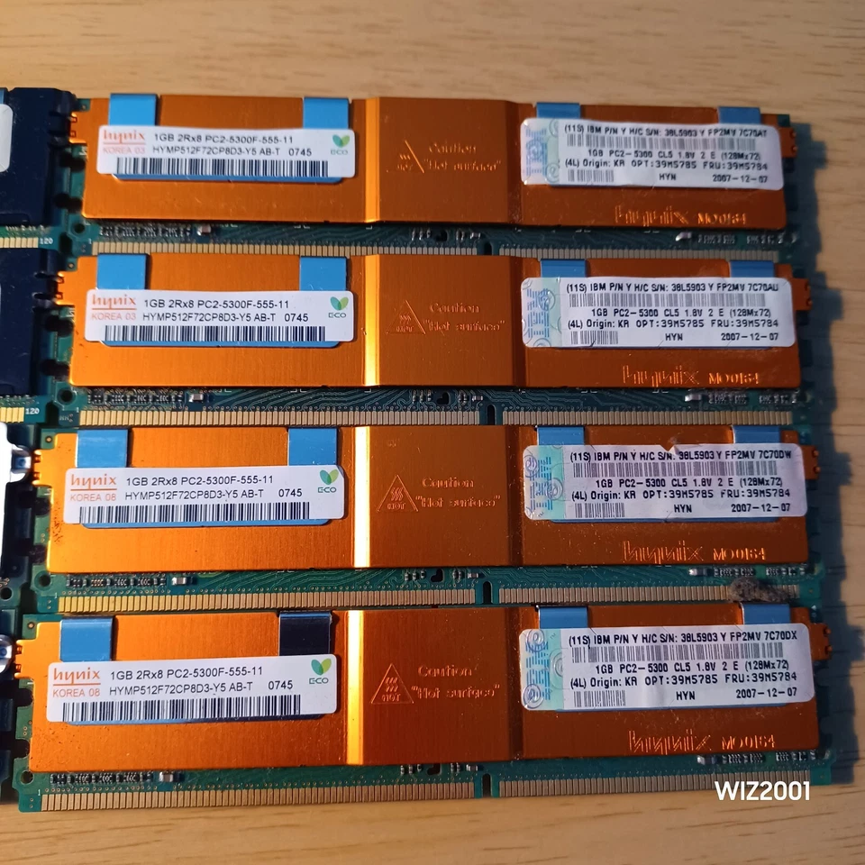 Lot 8x 1GB PC2-5300F HYNIX ELPIDA SAMSUNG HP IBM Memory RAM ECC SERVER TOTAL 8GB - Image 3 of 4