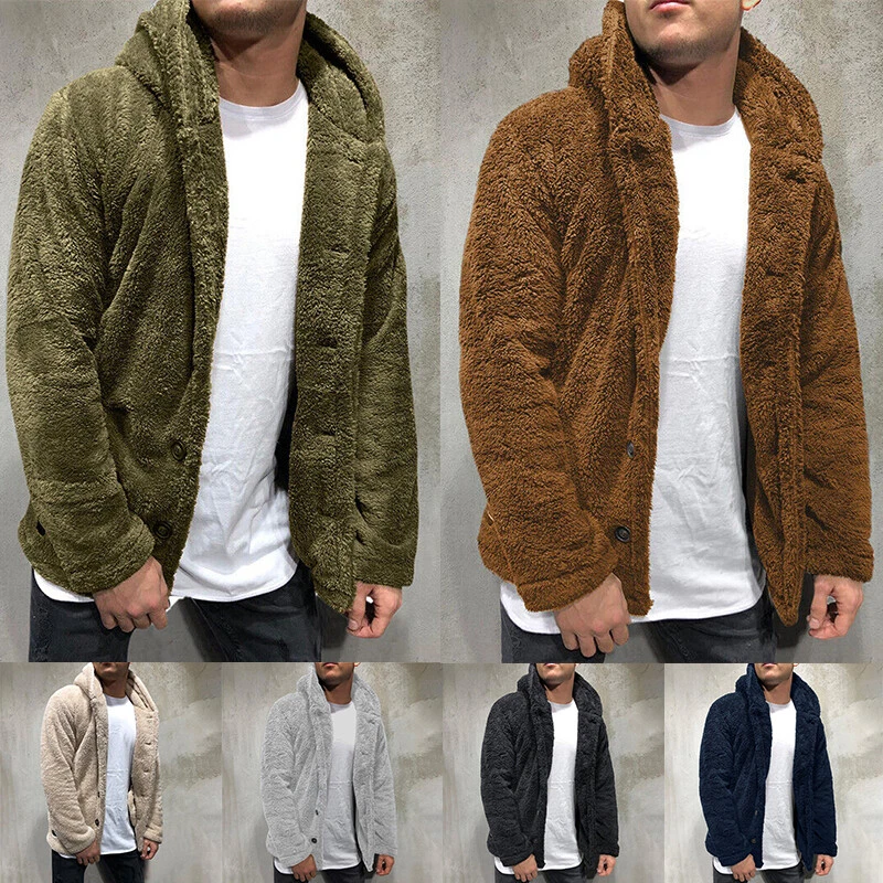 Mens fluffy hood jacket new arrivals