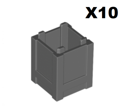 Lego ® Lot 10 Caisse Boite Conteneur 2x2x2 Crate Box Dark Stone Grey 61780 NEW - Zdjęcie 1 z 1