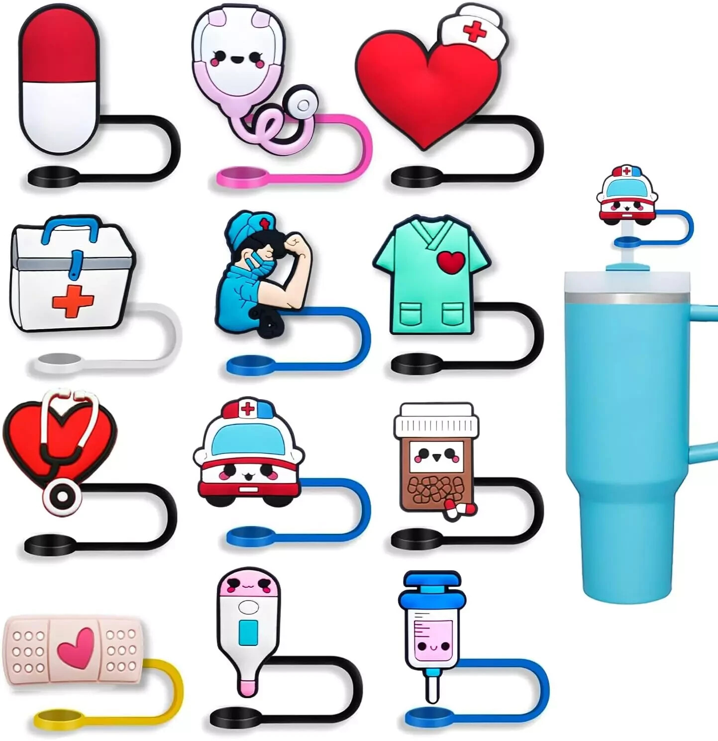 12-Pack Reusable Straw Covers for Stanley 30 & 40 Oz Tumblers-image