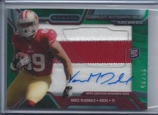 VANCE MCDONALD 2013 TOPPS STRATA CLEAR CUT GREEN JUMBO PATCH AUTO RC #D 25/25