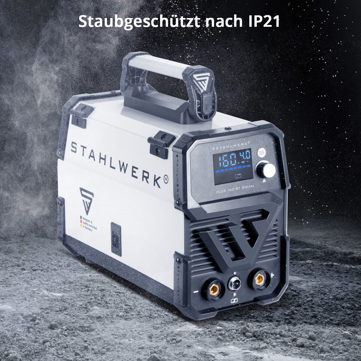 STAHLWERK Schweißgerät FLUX 160 ST Digital mit 160 A, synergischem Drahtvorschub