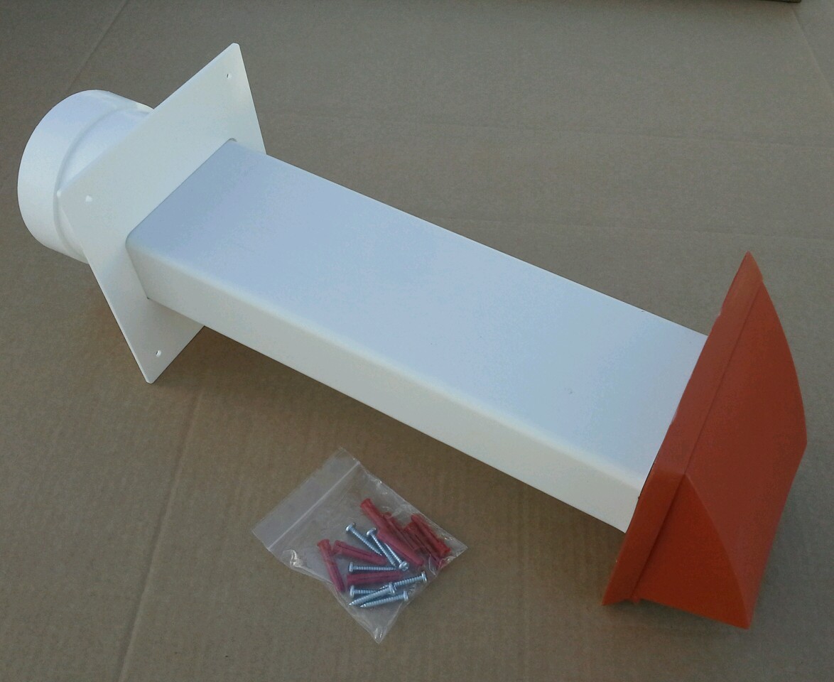 Rectangular rigid through wall tumble dryer vent kit with cowl in  terracotta | eBay