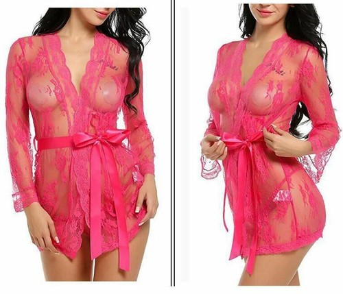 Set intimo donna pizzo sexy lingerie da notte pigiama perizoma babydoll - Foto 14 di 19