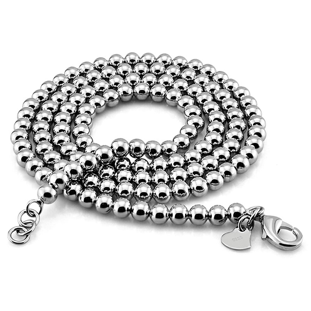 925 Sterling Silver Delicate Hollow Ball Bead Chain Necklace for Women Men