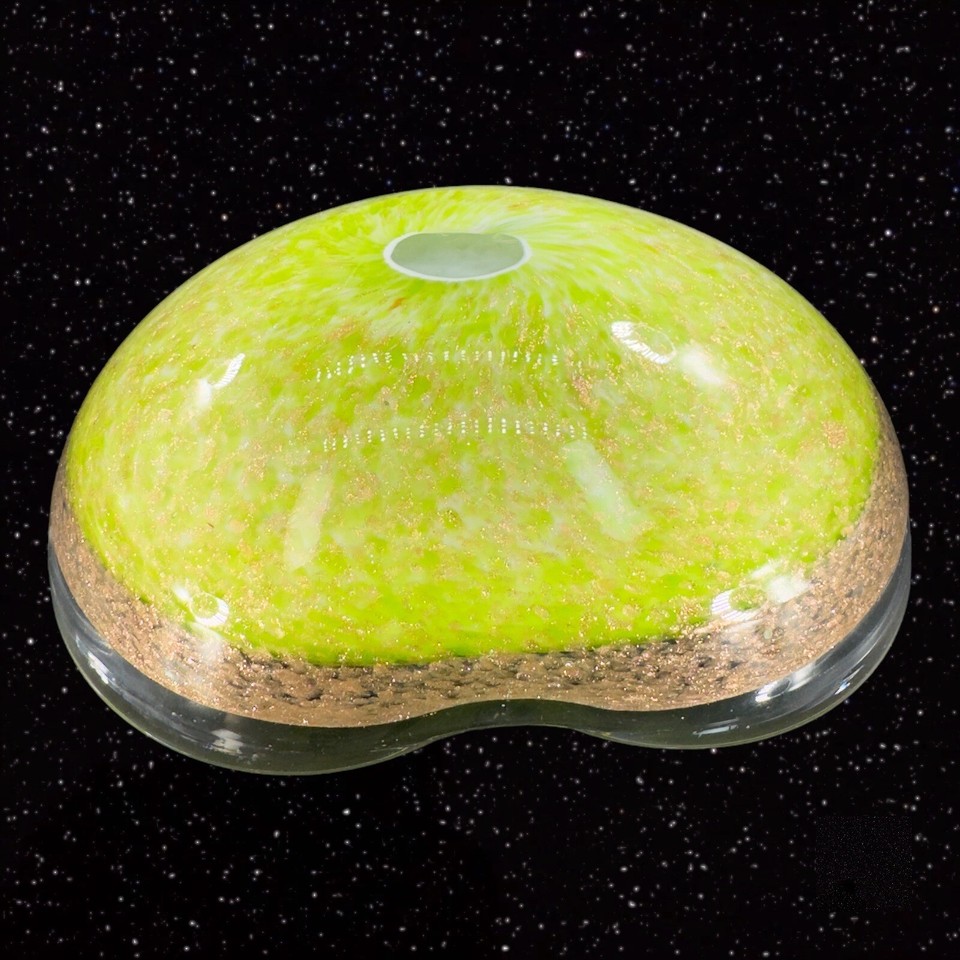 1970s Italian Art Glass Bowl Dish Thick Heavy Murano Glass Hand Made