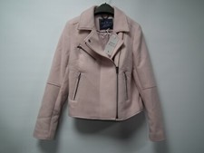 Jack Wills Kilton Wool Blend Biker Jacket Rose Pink Size 10 Bnwt