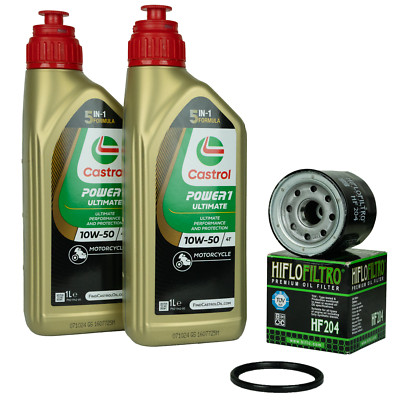 Ölwechsel Castrol Power 1 10W50 + Ölfilter HF204 für Yamaha Ultimate Öl Racing