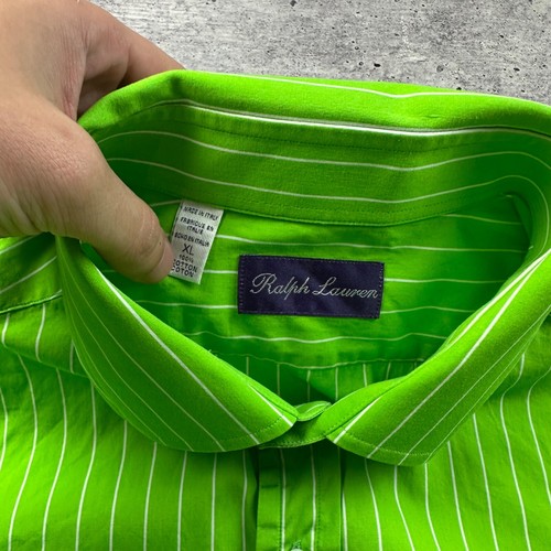 Camicia Ralph Lauren etichetta viola a righe con bottoni taglia XLarge - Foto 7 di 13