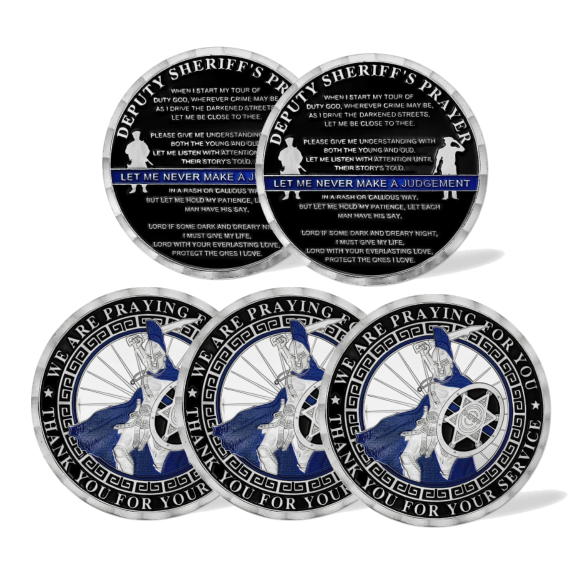5Pcs Police Coins - Spartan Warrior Spirit - Law Enforcement Officer Medallions