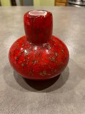 Murano Art Glass Perfume Bottle Red Cased White and Clear Gold Copper Foil 