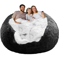 Bean Bag Chair Cover(Cover Only,No Filler),Big Round Soft Fluffy PV Velvet Wa...