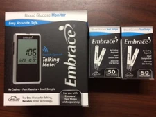 Embrace Blood Glucose (100) Test Strips Plus Meter Expiration: 11/13/2026