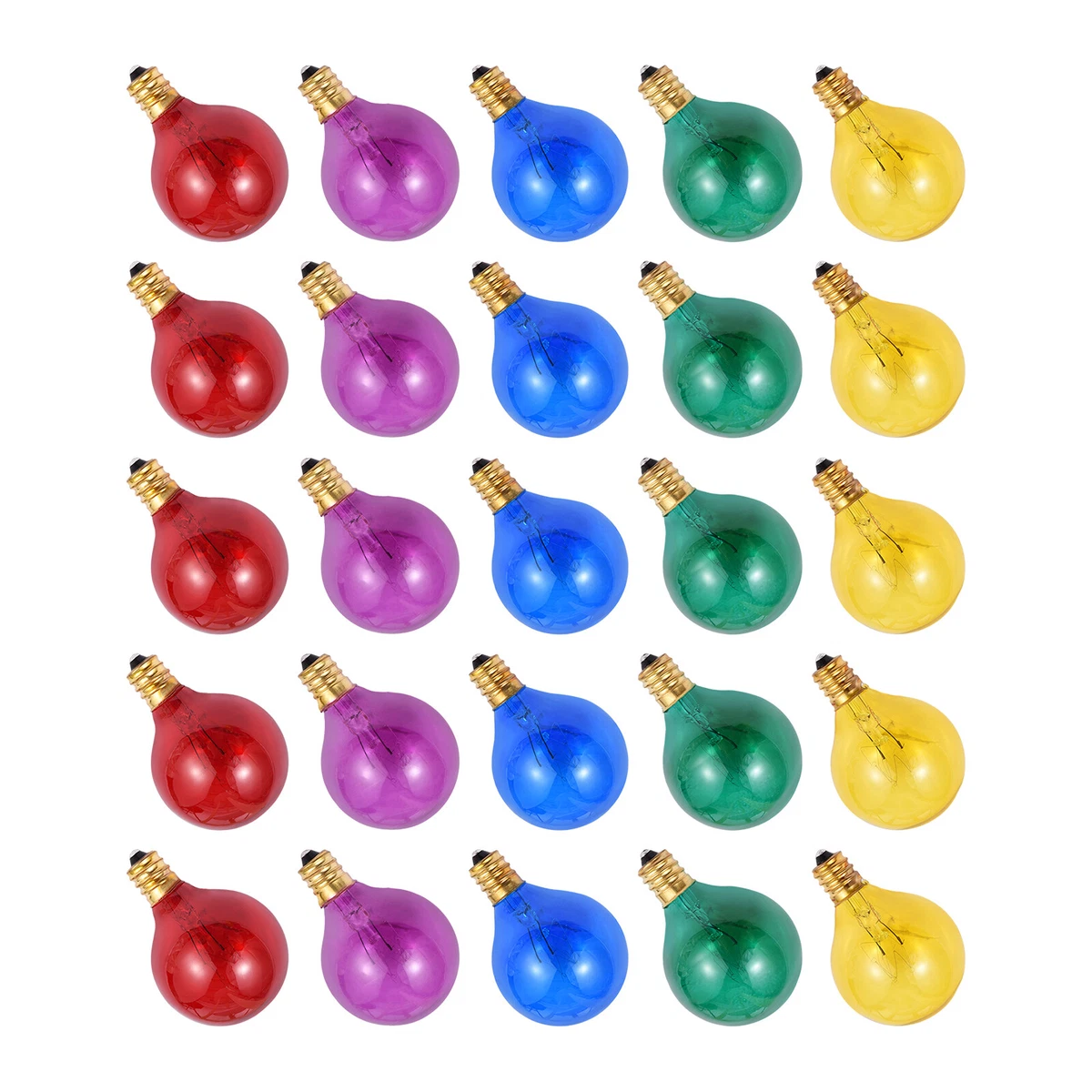 25PCS G40 Tungsten Light Bulb 5 Colors E12 Base Light Bulbs