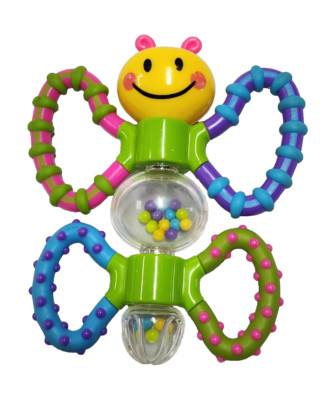 Kids II Retro Vintage Y2K Plastic Twisty Butterfly Teether Baby Toy Rattle