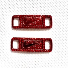 Nike Replacement Lace Tags Shoe badge Swoosh Tags Ruby Red Dubraes Diamonds