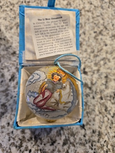 3 Vintage Li Bien Hand Painted Glass Christmas Ornament Excellent Condition box - Picture 10 of 16