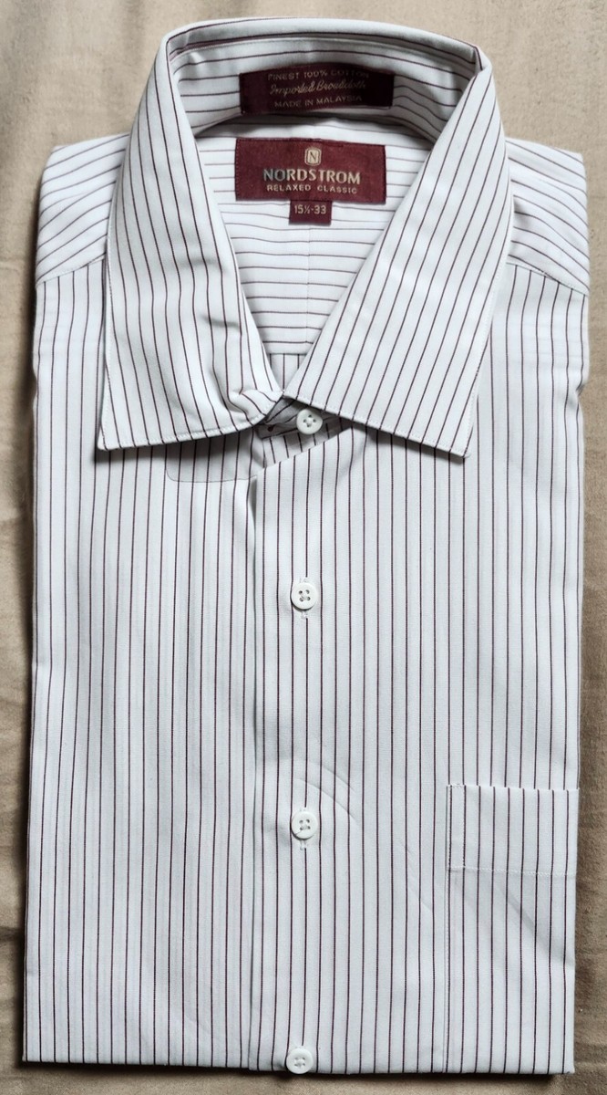 nordstrom men's shirts dress Nordstrom Relaxed Classic Men's Dress Shirt Ivory Striped Size 15.5 33  Button Up
