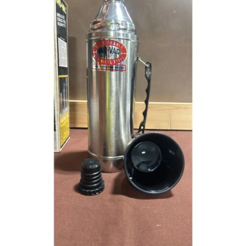 Garrafa térmica vintage de aço inoxidável inquebrável Uno-Vac - Imagem 3 de 4